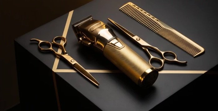 Gold barber tools